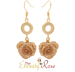 White glazed rose earrings
